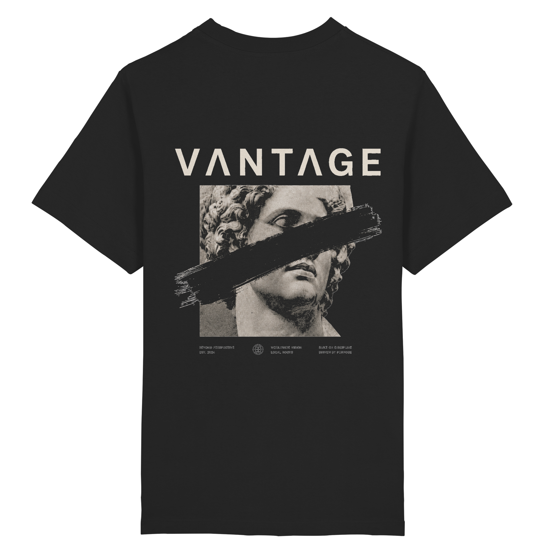 VANTAGE Heavy Tee Schwarz – Rückansicht