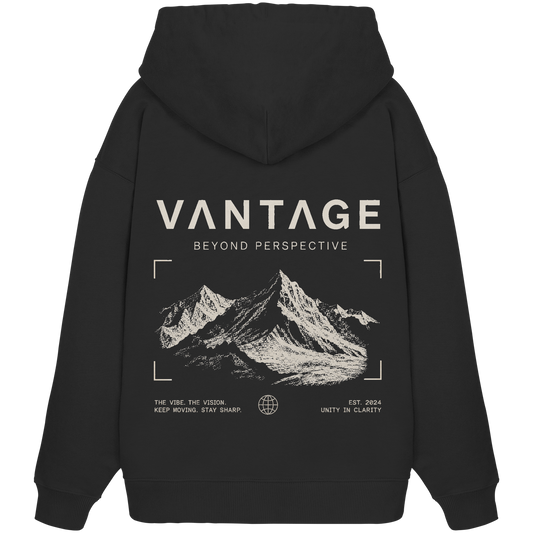 VANTAGE Essential Hoodie Schwarz – Rückansicht