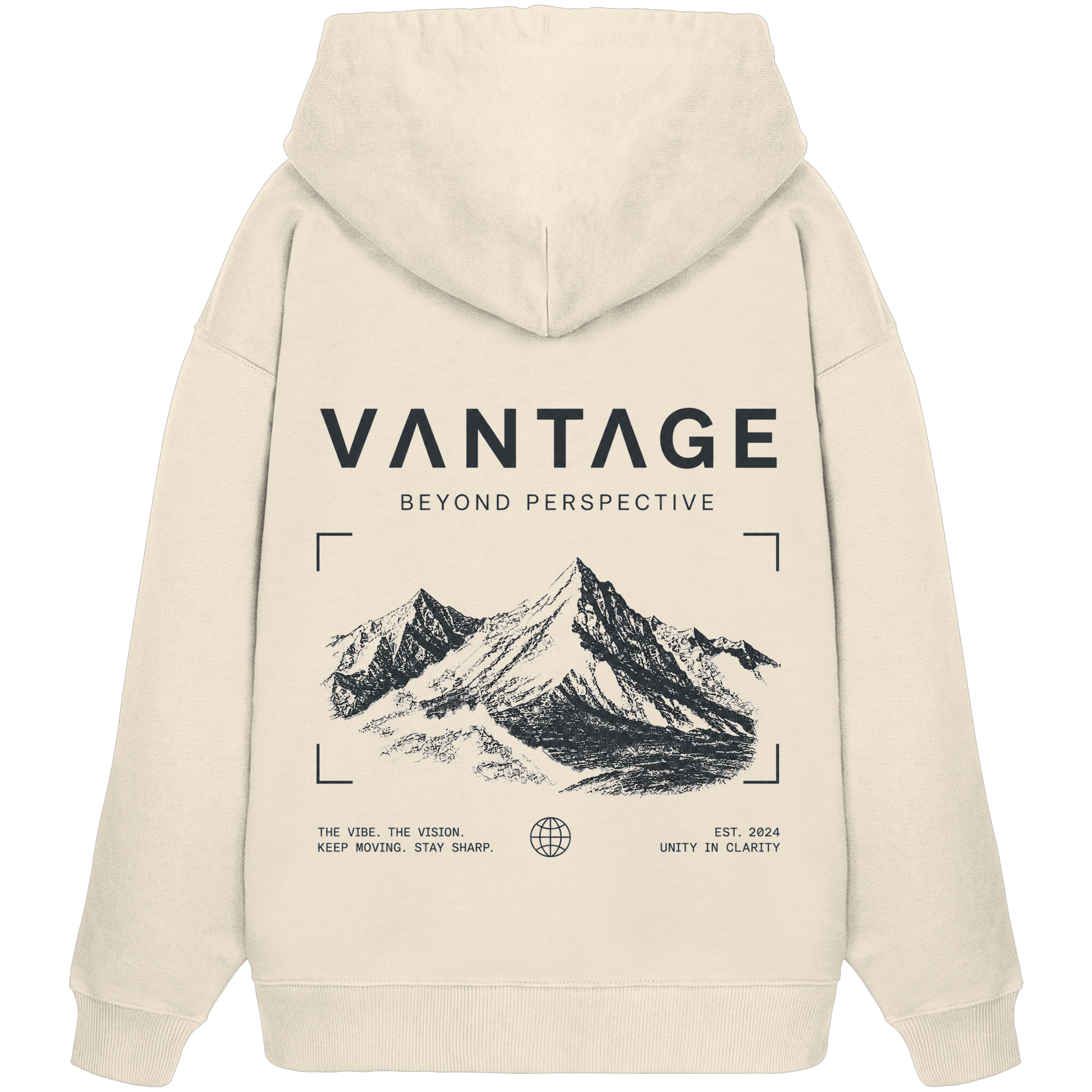 VANTAGE Essential Hoodie Natural Raw – Rückansicht