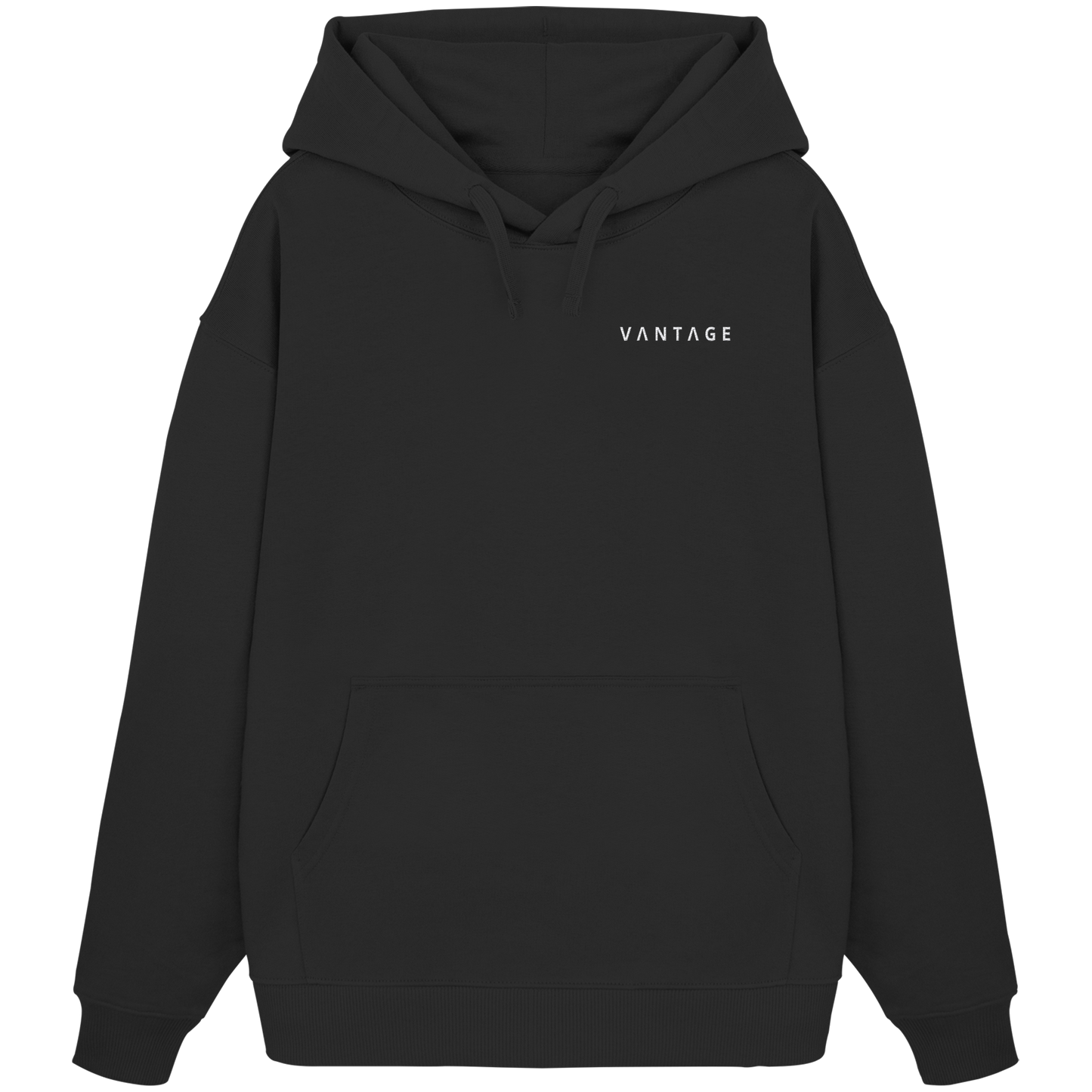 VANTAGE Essential Hoodie Schwarz – Vorderansicht