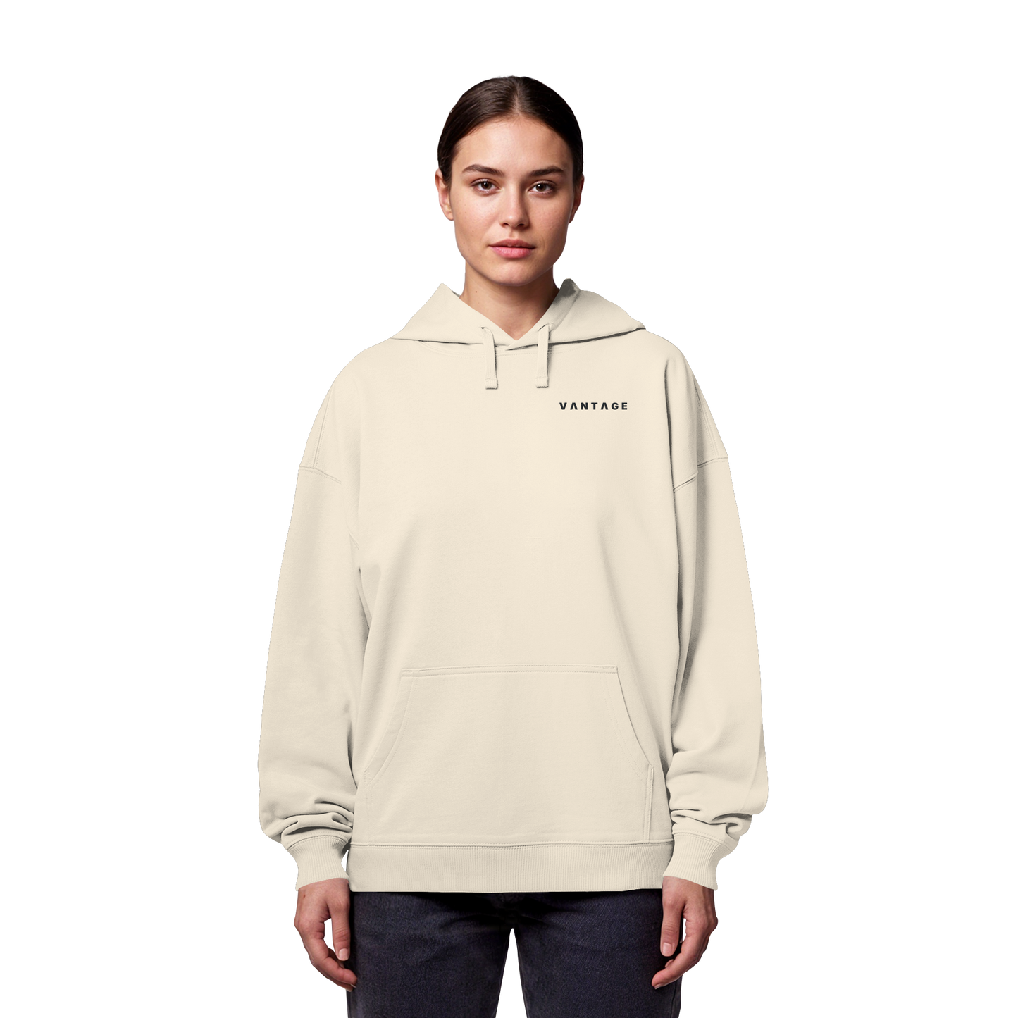 VANTAGE Essential Hoodie Natural Raw – Detailansicht