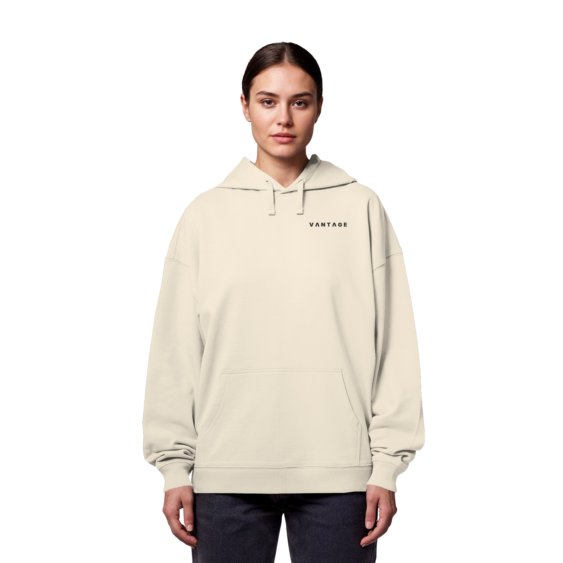 VANTAGE Essential Hoodie Natural Raw – Detailansicht