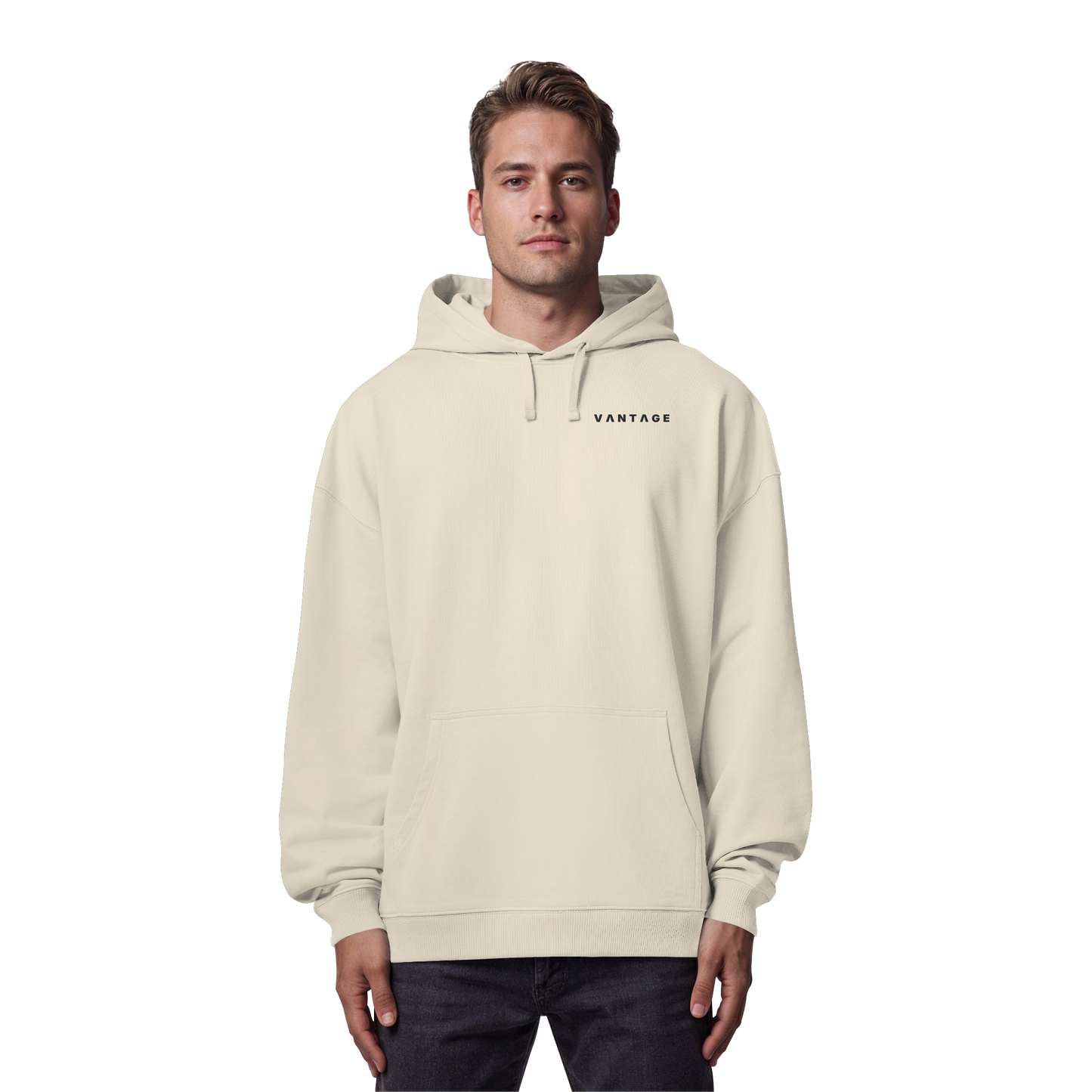 VANTAGE Essential Hoodie Natural Raw – Detailansicht